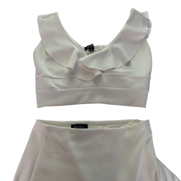 LEA & VIOLA White Ruffle 2-Piece Dress Set - Picture 13 of 15